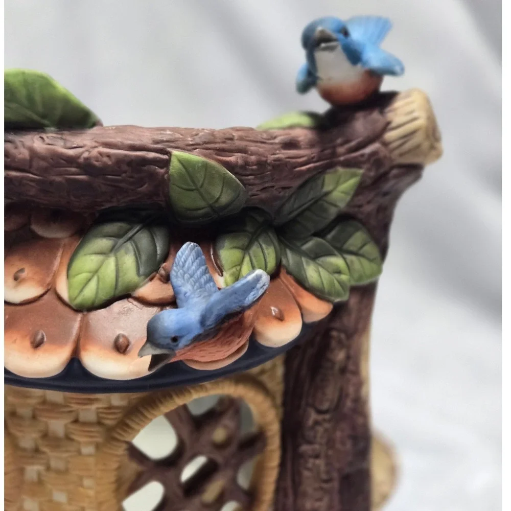 PartyLite Tree Top Inn P7320 Bluebird Hummingbird Tealight Candle Holder Ceramic